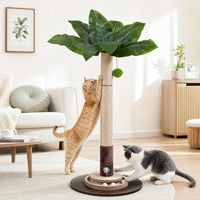 40" Cat Scratching Post, Natural Sisal Rope Cat Scratcher Tree – Essentials for Cats - Banana Leaf