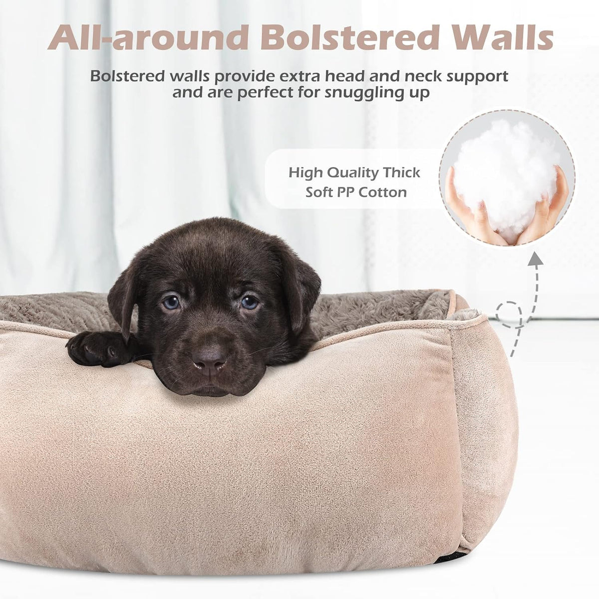 Rectangle Washable Orthopedic Dog Bed for Small - M(25"x 21"x 8") / Beige - image 4