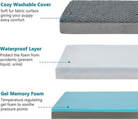 Orthopedic Memory Foam Bed for Medium Dogs, Cooling Crate Mat With Washable, Waterproof Lining, M(29inch,45Lbs)