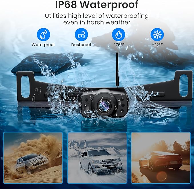 Wireless Backup Camera, 5'' HD 1080P Backup Camera for Car, Reverse Rear Camera with Night Version 130° Wide Angle, Waterproof, Strong Signal for Car, Van, Truck, Trailer