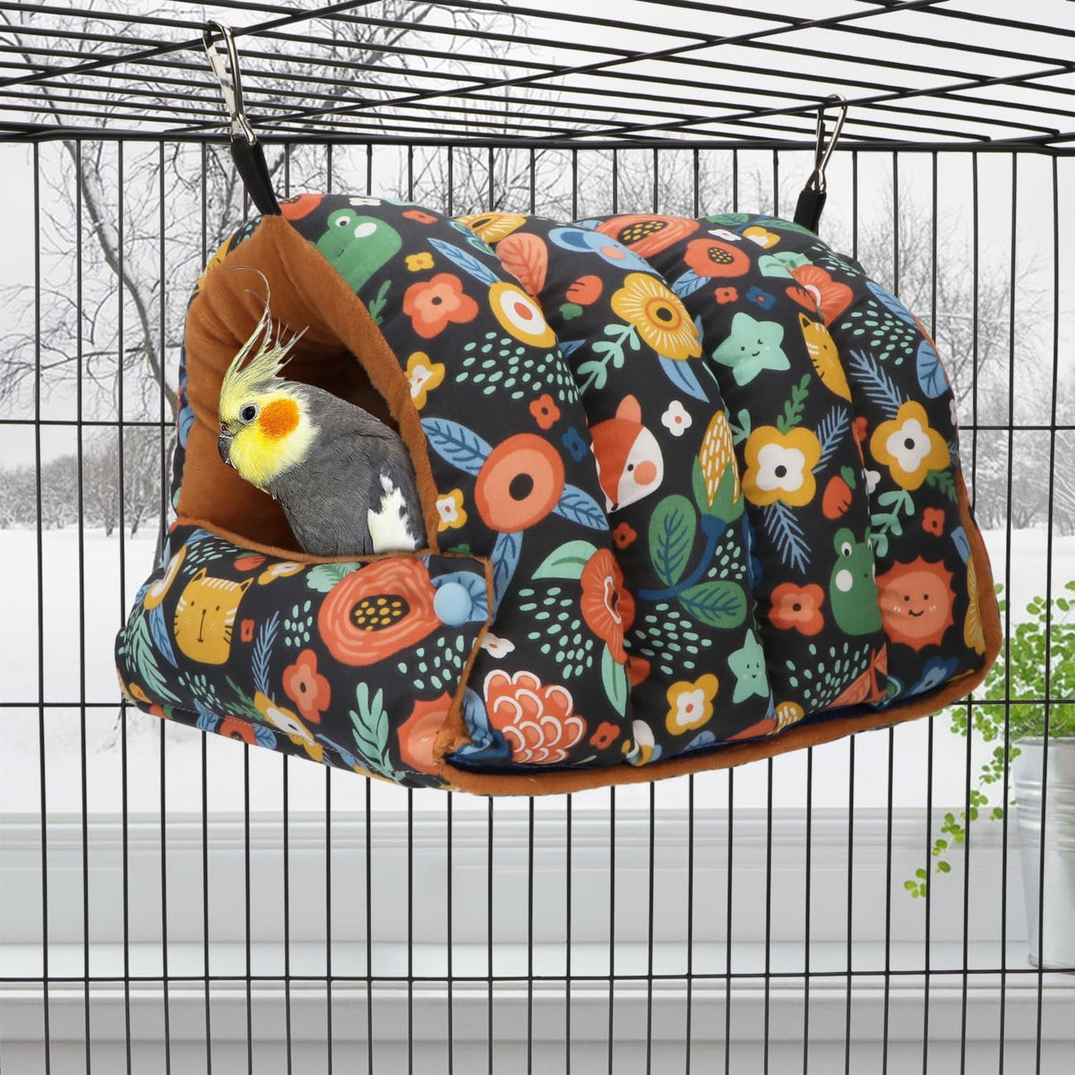 Wontee Bird Nest House Winter Warm Snuggle Hut Bird Bed Hanging - Large / Black - image 3