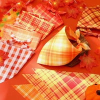 Abbylike 50 Pcs Fall Plaid Dog Bandanas Bulk Autumn Bandanas for Dogs Triangle Kerchief Bibs Scarf for Small Medium Large Pets Thanksgiving Costume Accessories, 25 Styles (31.5 x 21.7 x 21.7 Inch)
