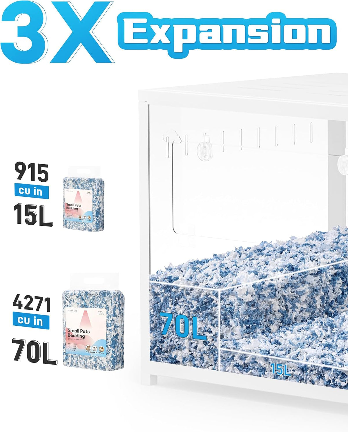 BUCATSTATE Hamster Bedding 15L, 99% Dust-Free Paper Bedding - Ocean Blue / 15L - image 3