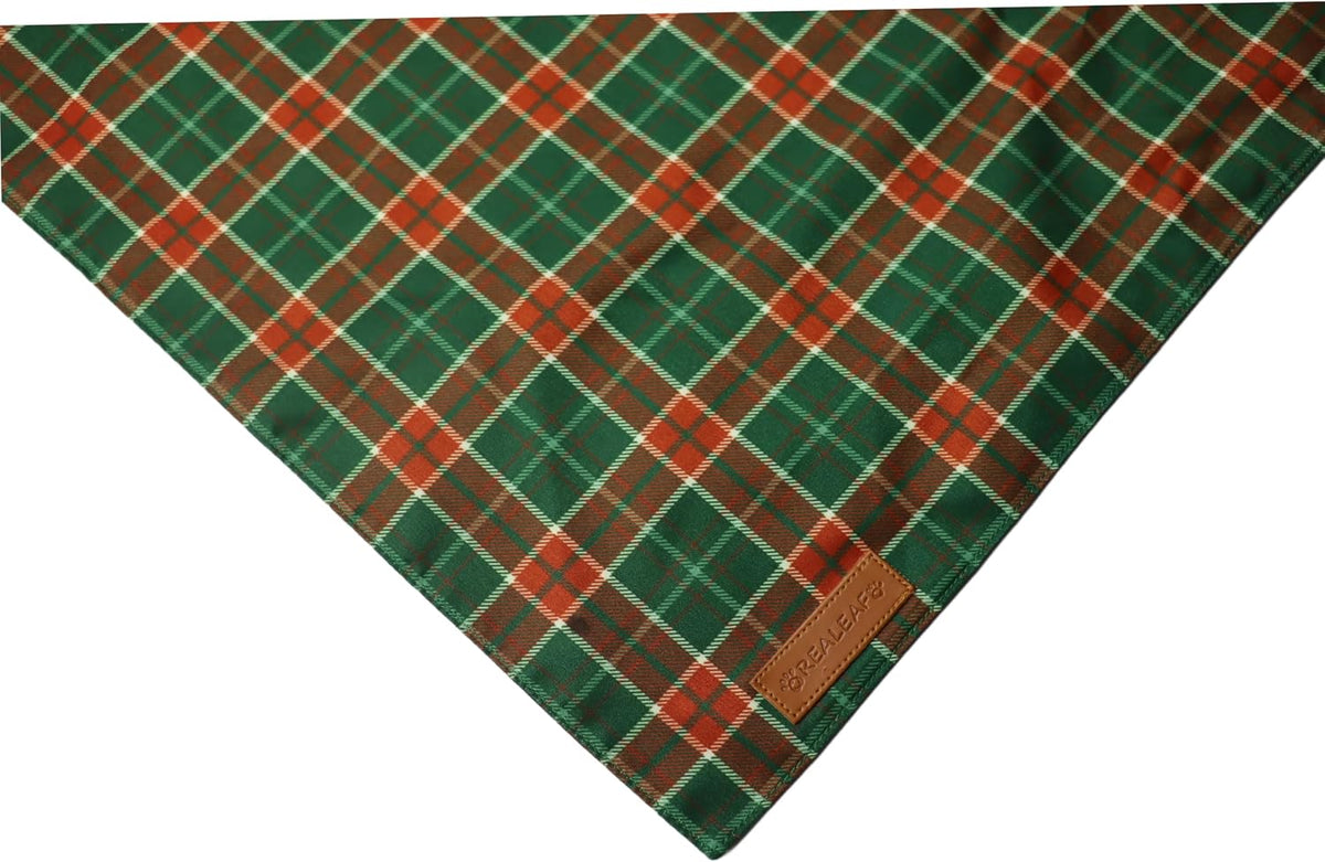Fall Dog Bandanas 2 Pack, Orange Plaid Pet Scarf for Boy and Girl, Premium Durable Fabric, Holiday - Christmas 2 / Large - image 4