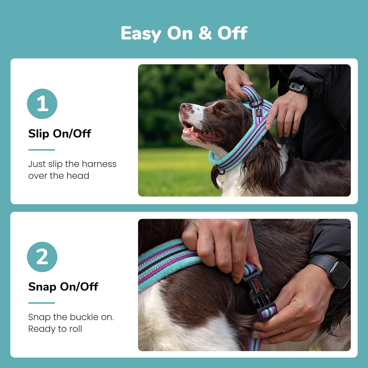 No Pull Dog Harness for Small Dogs, Soft Flannel Padded, XS - M:chest 21-27" / Mixed-Blue - image 3