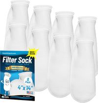 Aquatic Experts Felt Filter Socks - 200 Micron – 4" Ring – 4" x 14" / 8 Pack