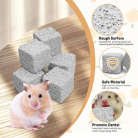 24 PCS Chinchilla Chew Toys Lava Blocks Hamster Chew Toys – Essentials for Small Pets - 24 Pcs-Square / 1.18 Inch Diameter - image 3