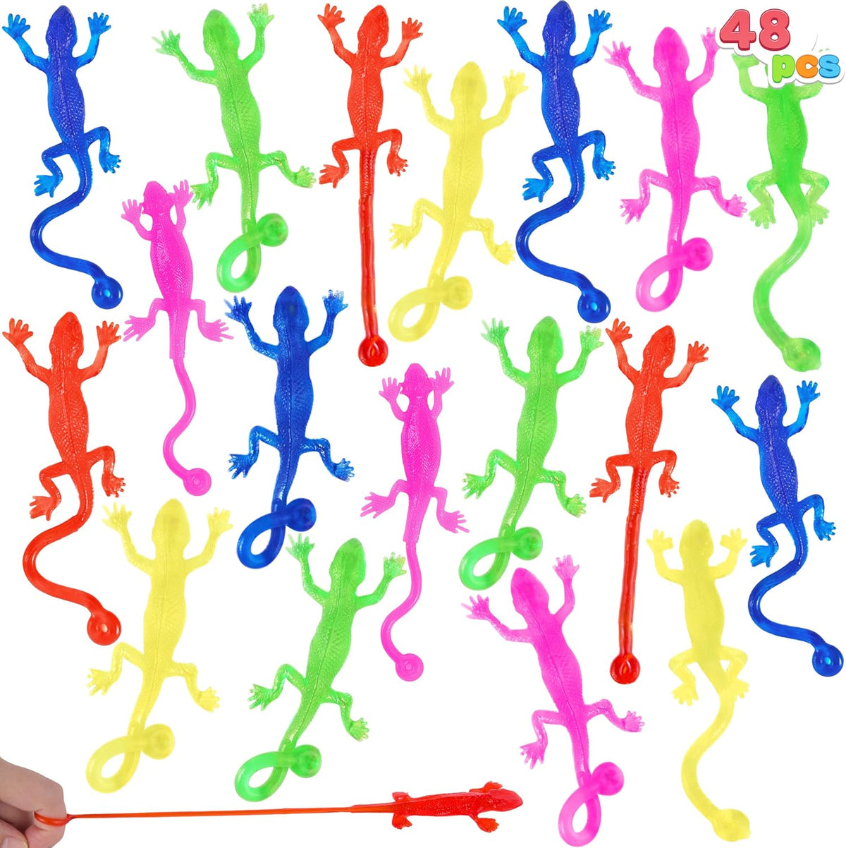 JOYIN 120Pcs Glitter Sticky Hands Party Favors - 48 / Sticky Lizards
