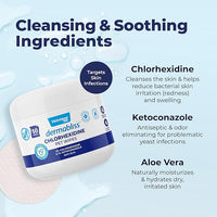 Vetnique Dermabliss Chlorhexidine for Dogs Skin Health Antibacterial Wipes for Dogs for Infections, Irritation & Redness Relief (Skin Wipes, 50 Count)