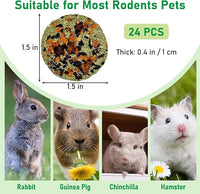 Fhiny 24 PCS Rabbit Chew Toys, Natural Timothy Hay Carrot Pumpkin Purple Potato Biscuit Cubes Bunny Chew Treats for Teeth Care Small Animals Molar Snacks for Hamster Guinea Pig Chinchilla Rat