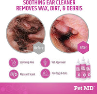 Pet MD Otic Clean Dog Ear Cleaner for Cats and Dogs - Effective Against Infections, Itching, and Controls Odor - 8 oz