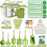 Qtioucp Kids Gardening Set 14Pcs Garden Tools with Tote Bag - Green-1 - image 2