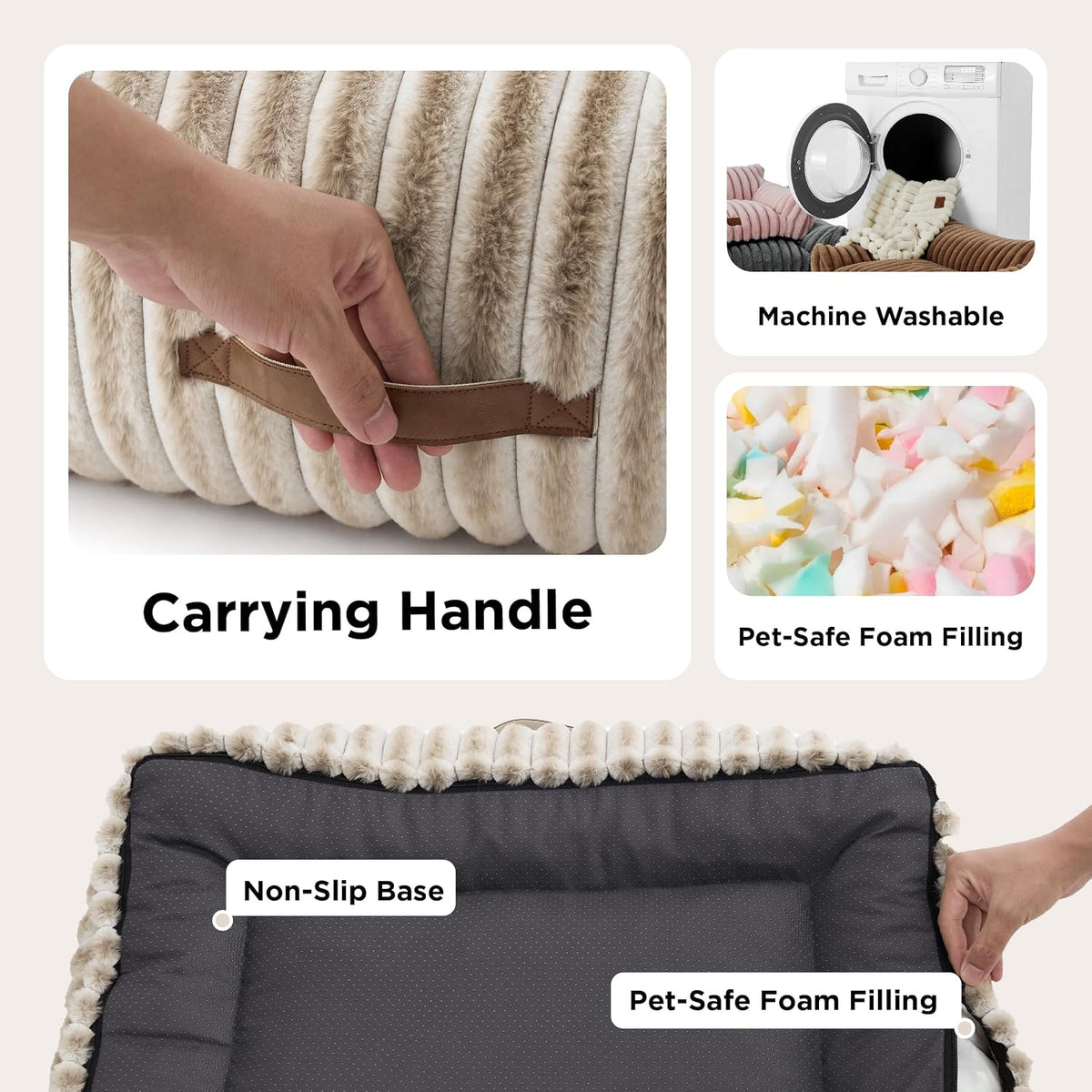 Bedsure ComfyFleece Shown on TV Fluffy Cute Cat Couch for Pets - 24x18x10" / Amphora - image 4