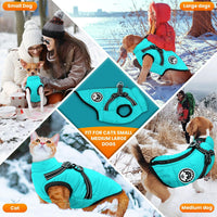 Winter Dog Coat with Harness Built in Waterproof Dog Jackets Warm Pet - Blue / XL(Suggest 12-15 lbs) - image 4
