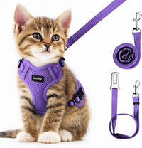 Cat Harness and Leash Set, Adjustable Cat Vest Harnesses – Essentials for Cats - Purple / X-Small
