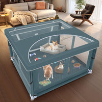 42x42 Inches Puppy Playpen with Gate - Bluish Green / 42x42 IN With Cover - image 3