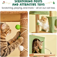MWPO 70.1-Inch Green Large Cat Tree, Multi-Level Tall Cat Tower for Indoor Cats, Plush Cat Condo with Big Padded Perches, Sisal-Covered Scratching Posts, Hammock, Toys for Kittens & Cats