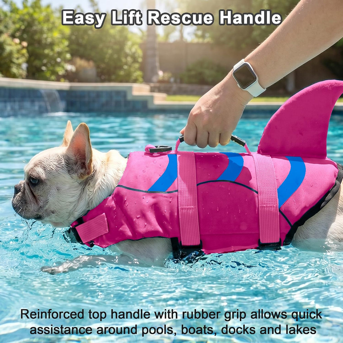 Fragralley Shark Dog Life Jacket - Medium / Pink-Wave Shark - image 4