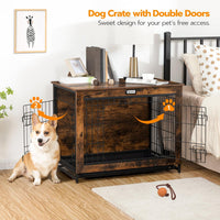 HOOBRO Dog Crate Furniture, 38.6" Large Dog Kennel Indoor - 31.5"L x 21.7"W x 25.4"H / Rustic Brown - image 2