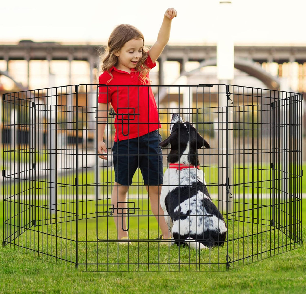 Puppy Pet Playpen 8 Panel 24 Inch Indoor Outdoor Metal Portable - 30"H x 24"W, 8 Panels - image 3