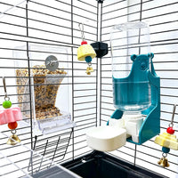 No Mess Bird Feeder for Cage Automatic Small Bird Food Container - Blue+Transparent / 2Pcs - image 3