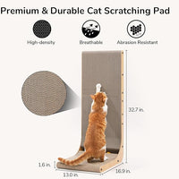 FUKUMARU Cat Scratcher, 32.7 Inch L Shape Cat Scratch Pad Wall Mounted, Cat Scratching Cardboard with Ball Toy for Indoor Cats, Extra Large