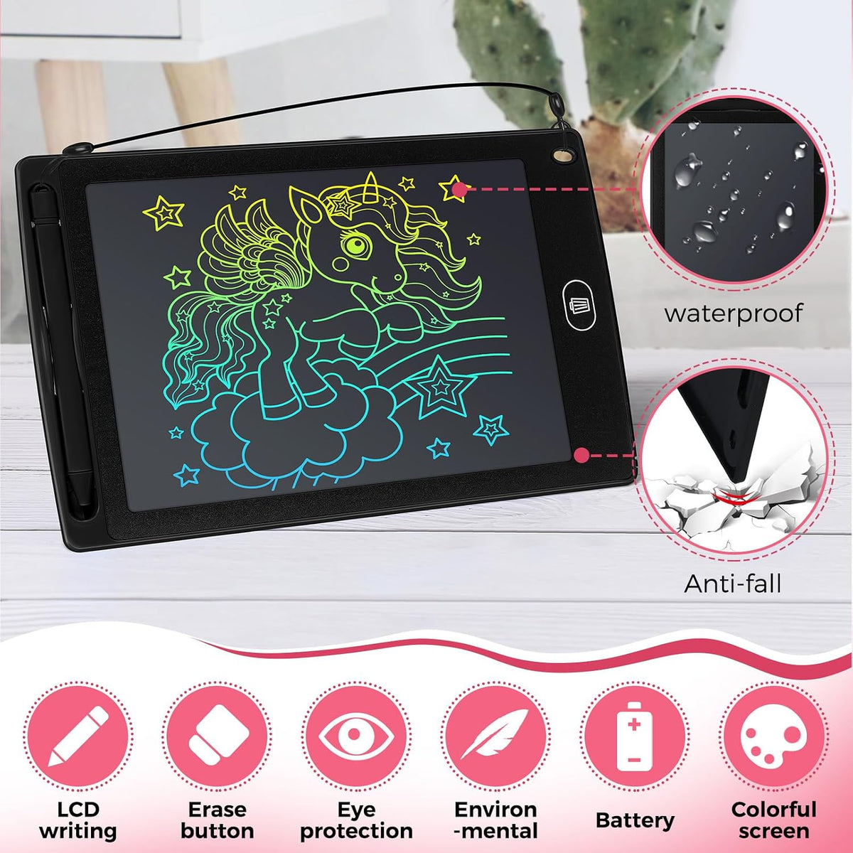 Zhehao LCD writing tablets for kids, 32 colorful 8.5 inch erasable doodle boards - view 24