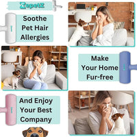 Pet Hair Removal Tool – Reusable Lint Roller for Dogs & Cats – Self-Cleaning Fur Remover Brush – Ergonomic Lint Roller for Carpet, Bedding, Couch, Car Seat & More (White)