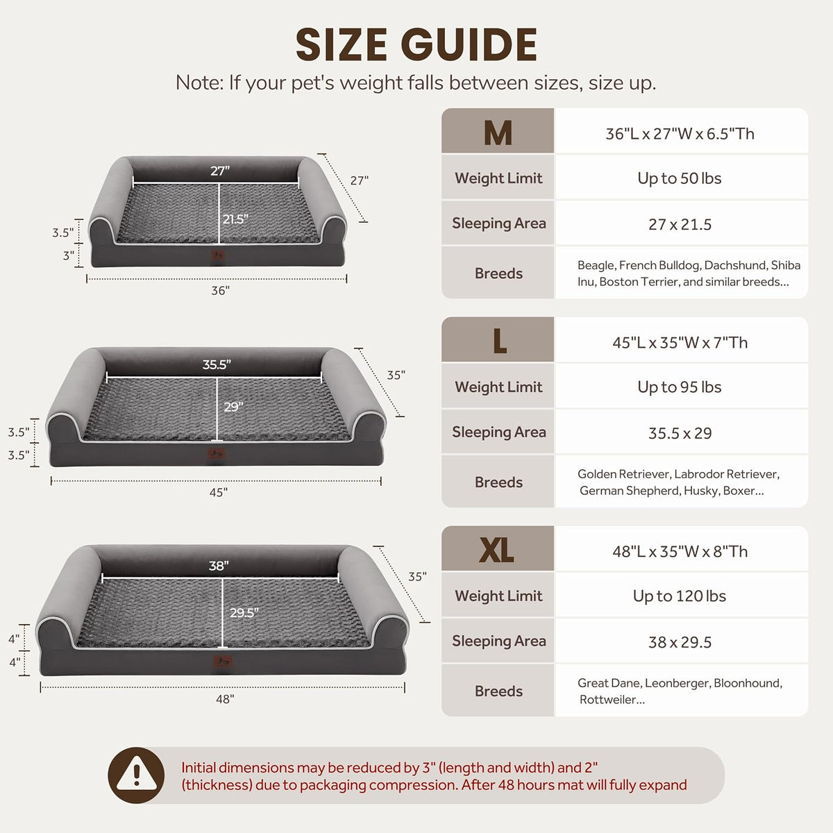 Orthopedic Large Dog Bed，Washable Dog Couch for XL Senior Dogs – Essentials for Dogs - Dark Grey / 36"L x 27"W x 6.5"Th - image 4