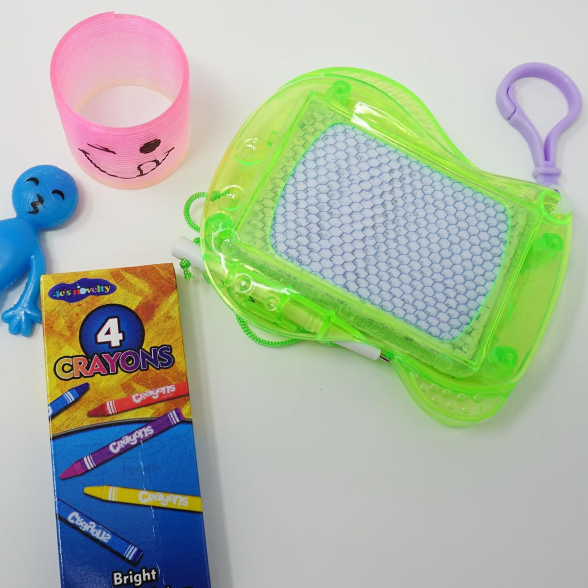 4E's Novelty 12 pack of mini magnetic drawing boards with keychain clips in assorted colors - view 4