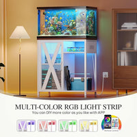 YITAHOME Fish Tank Stand with Power Outlets & LED Light, 20-29 Gallon Metal Aquarium Stand with Cabinet for Fish Tank Accessories Storage for Turtle, Reptile Terrarium, 350LBS Capacity, White