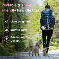 Dog Paw Cleaner for Small & Medium Dogs – Portable Paw Washer Cup with Soft Silicone Brush, Towel & Moisturizing Balm – Gently Cleans Muddy Paws After Walks (Pink, Small)