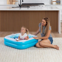 3-in-1 Inflatable Baby Pool, Safety Secure Grip Handles - 34" Square Summer Blue - image 4