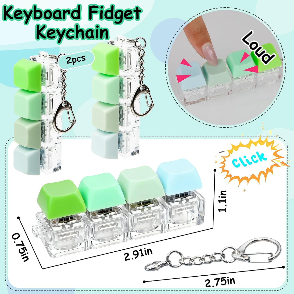 2 PCS Keyboard Fidget Toy - Four Colors - Green / General - image 2