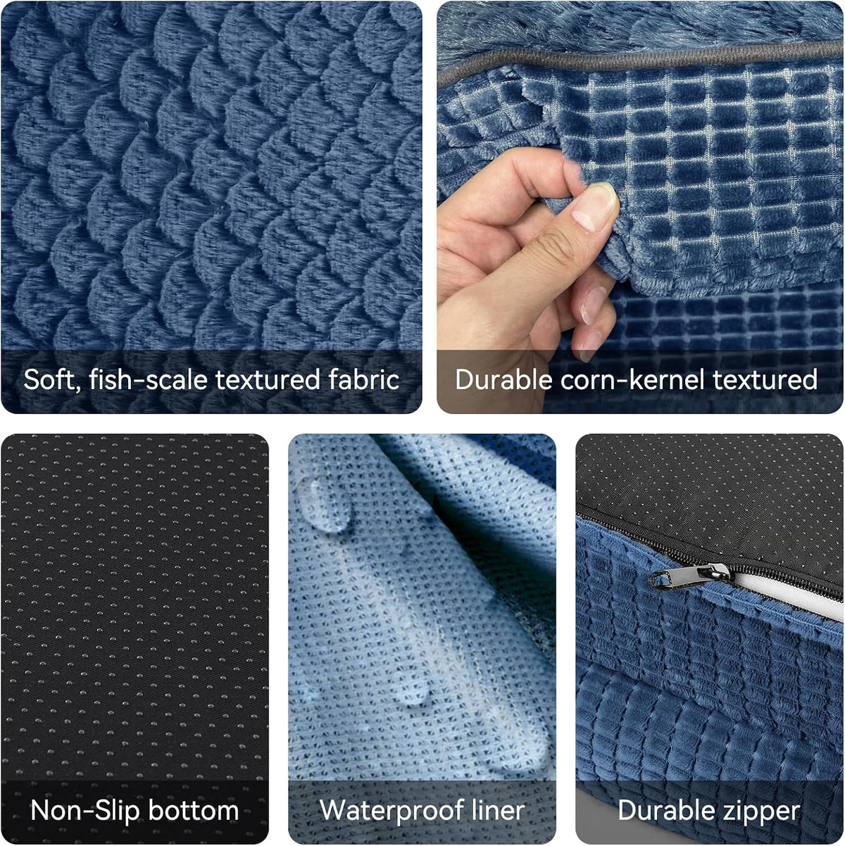 JOEJOY XL Orthopedic Dog Bed for Large Dogs, 360° Oval Bolster - Navy Blue / 48"l X 35"w X 7.5"th - image 2