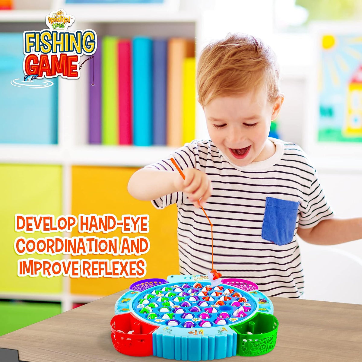 IPIDIPI TOYS magnetic fishing game with rotating board, colorful fish and fishing poles - view 8