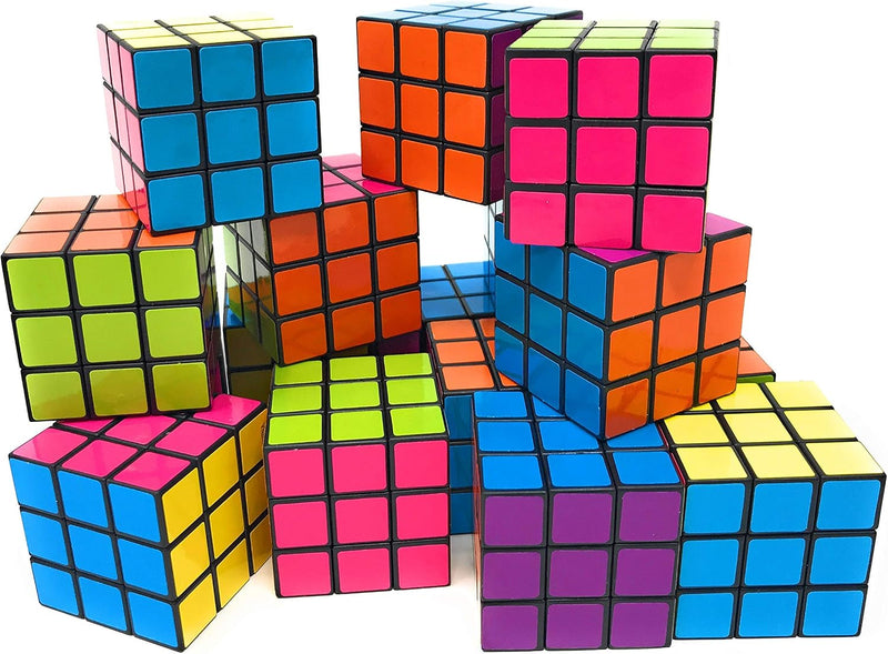Funiverse bulk 3x3 puzzle cubes, 24 pack of bright 1.5 inch mini speed cubes