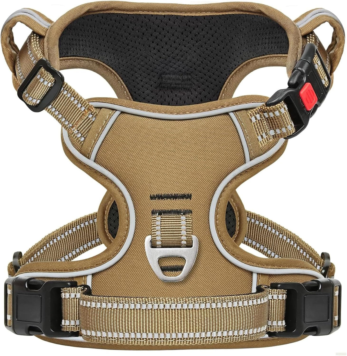 Timos Dog Harness, No Pull Large Sized with 3 Buckles - Large / Lock Khaki