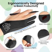 Artist Drawing Glove: 3-Layer Palm Rejection for iPad & Drawing - Midnight Mood(2 Pack) / Medium - image 3