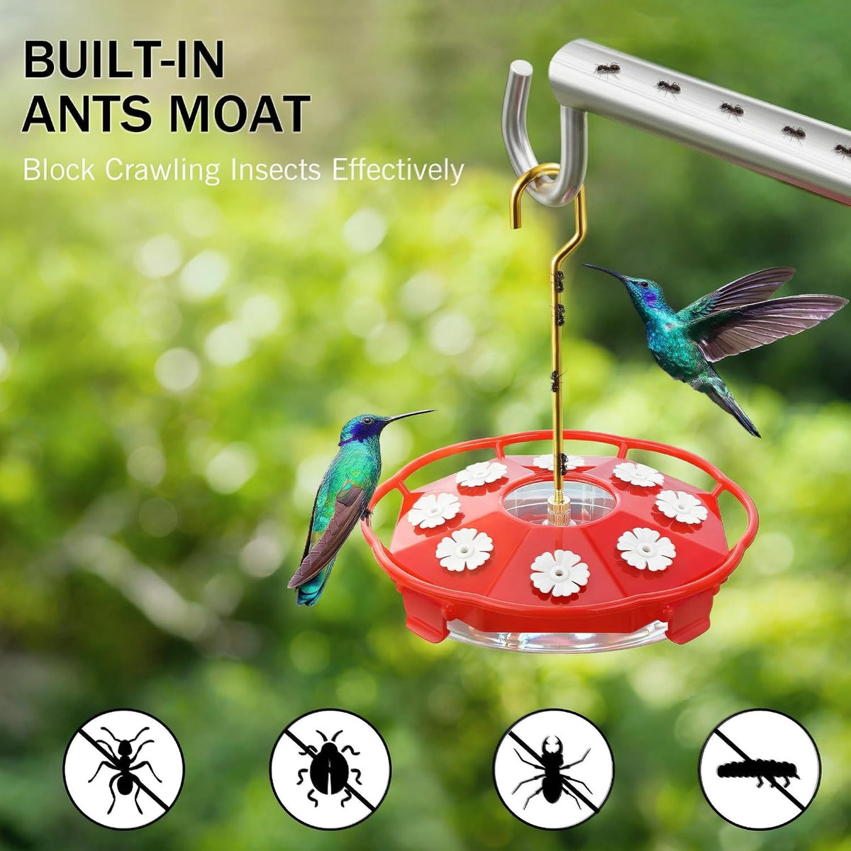 2 Pack 16 oz Saucer Hummingbird Feeders for Outdoors - Red & White / 2-Feeder Set - image 3