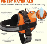 Dogline Dog Harness, Reflective No-Pull Adjustable Vest with Handle for Walking, Training, Breathable, No - Choke Harness for Small, Medium or Large Dogs Room for Patches Girth 15 to 18 in Orange