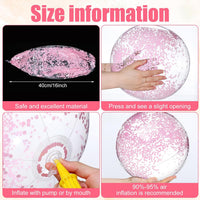 Civaner 10 Pcs Inflatable Glitter Beach Balls 16 Inch - Pink / Glitter - image 2