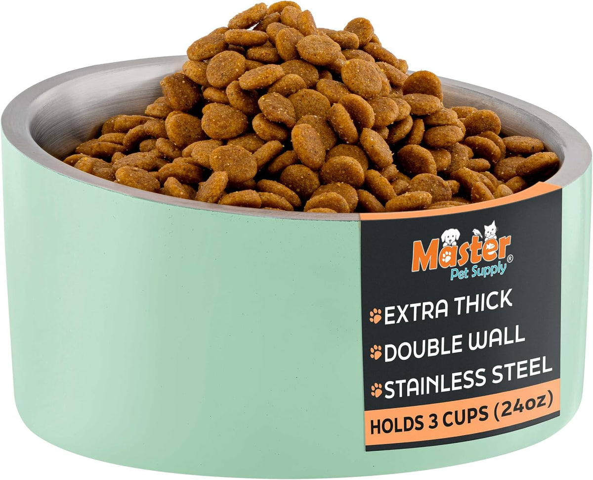 Master Pet Supply Stainless Steel Slanted Dog Cat Food Bowl 24 oz - Pistachio / 3 Cups (24 oz)