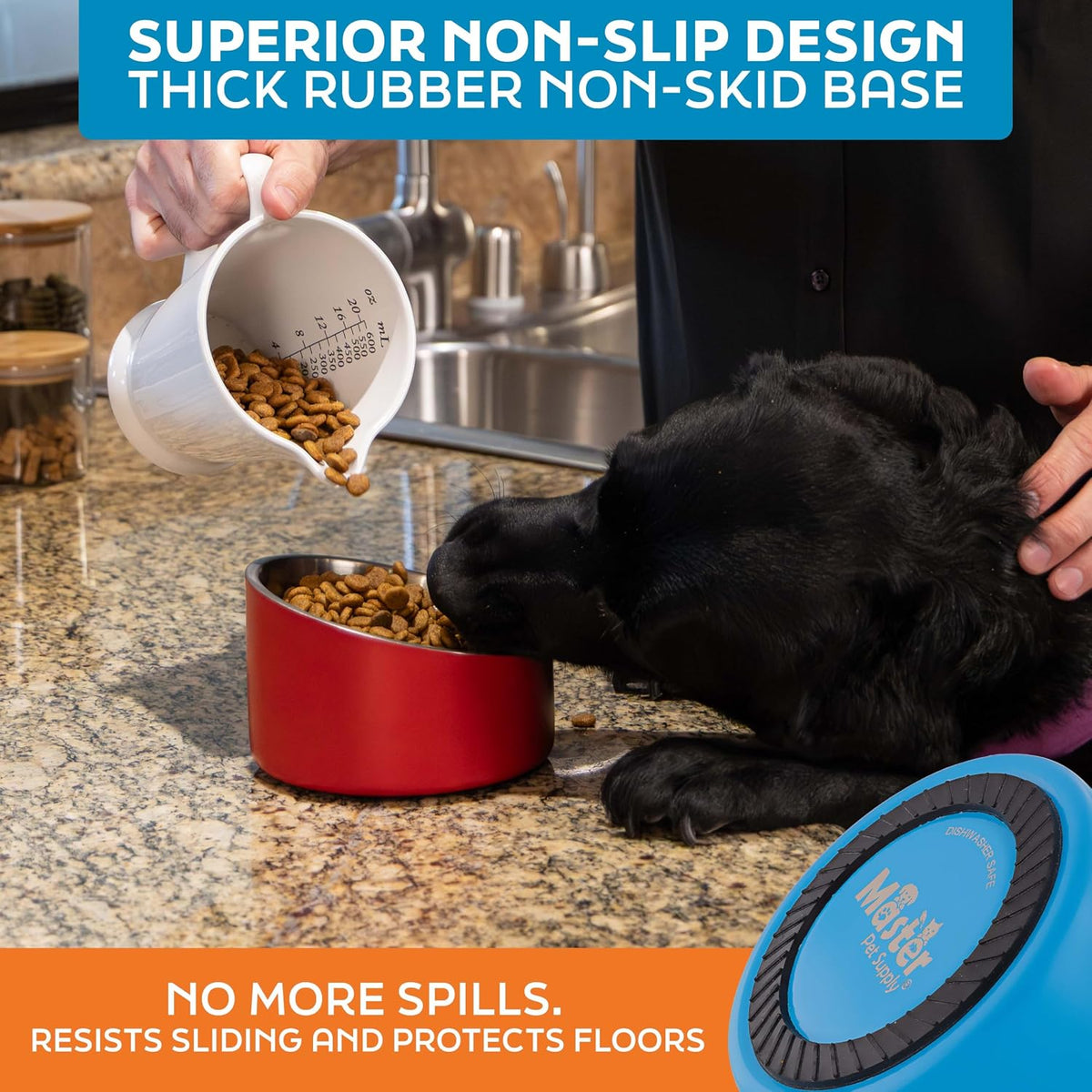 Master Pet Supply Stainless Steel Slanted Dog Cat Food Bowl 24 oz - True Blue / 2 Cups (16 oz) - image 3
