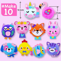 EZCRA pom pom craft kit with unicorn and animal pom poms, charms and felt stickers - view 3