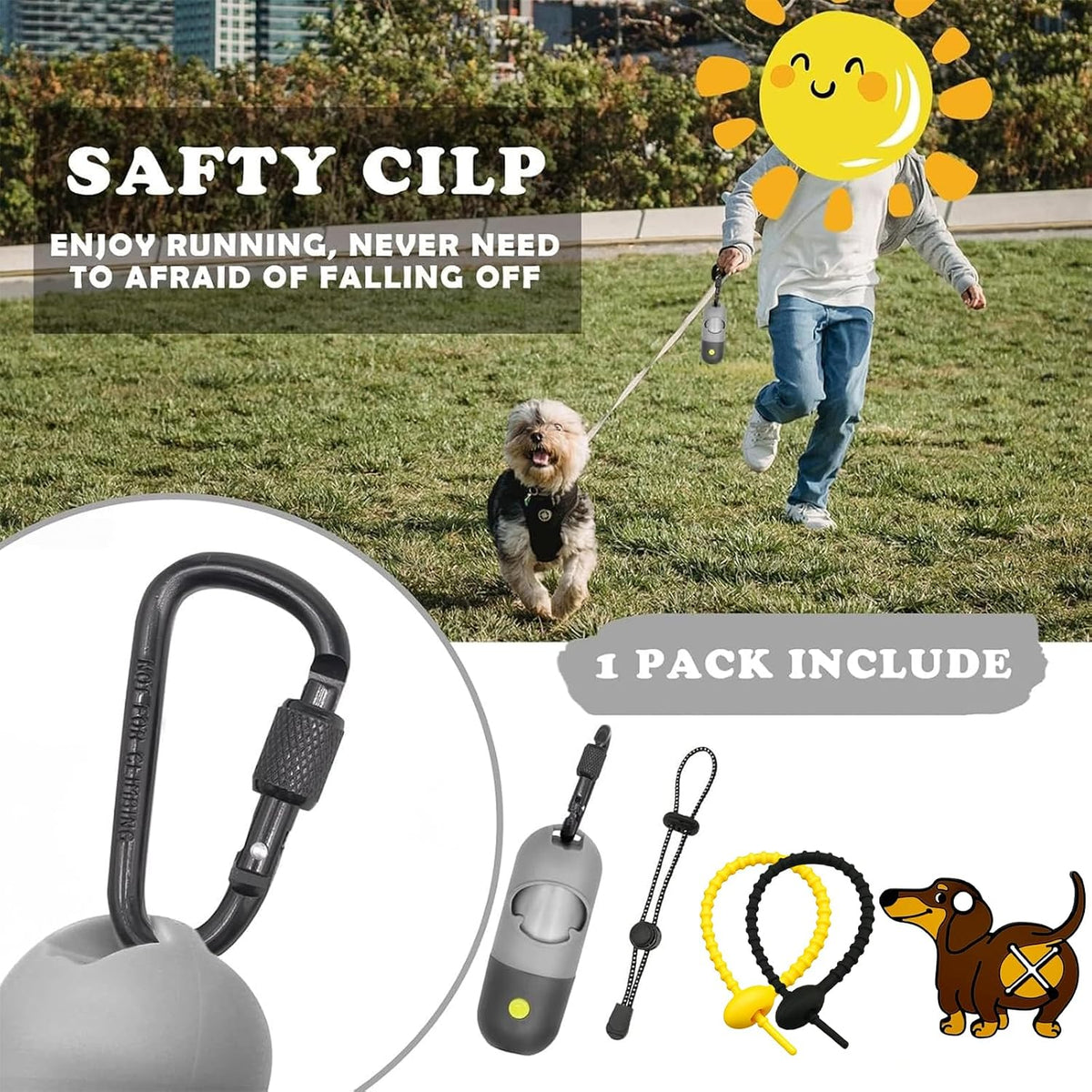 Dog Poop Waste Bags Holder with LED Flashlight - 1 Count (Pack of 1) / Gray - image 2