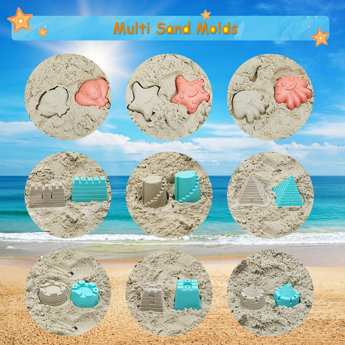 RACPNEL Beach Toys with Collapsible Bucket，Mesh Bag for Kids Ages 3-12 – Fun for Kids & Family - image 4