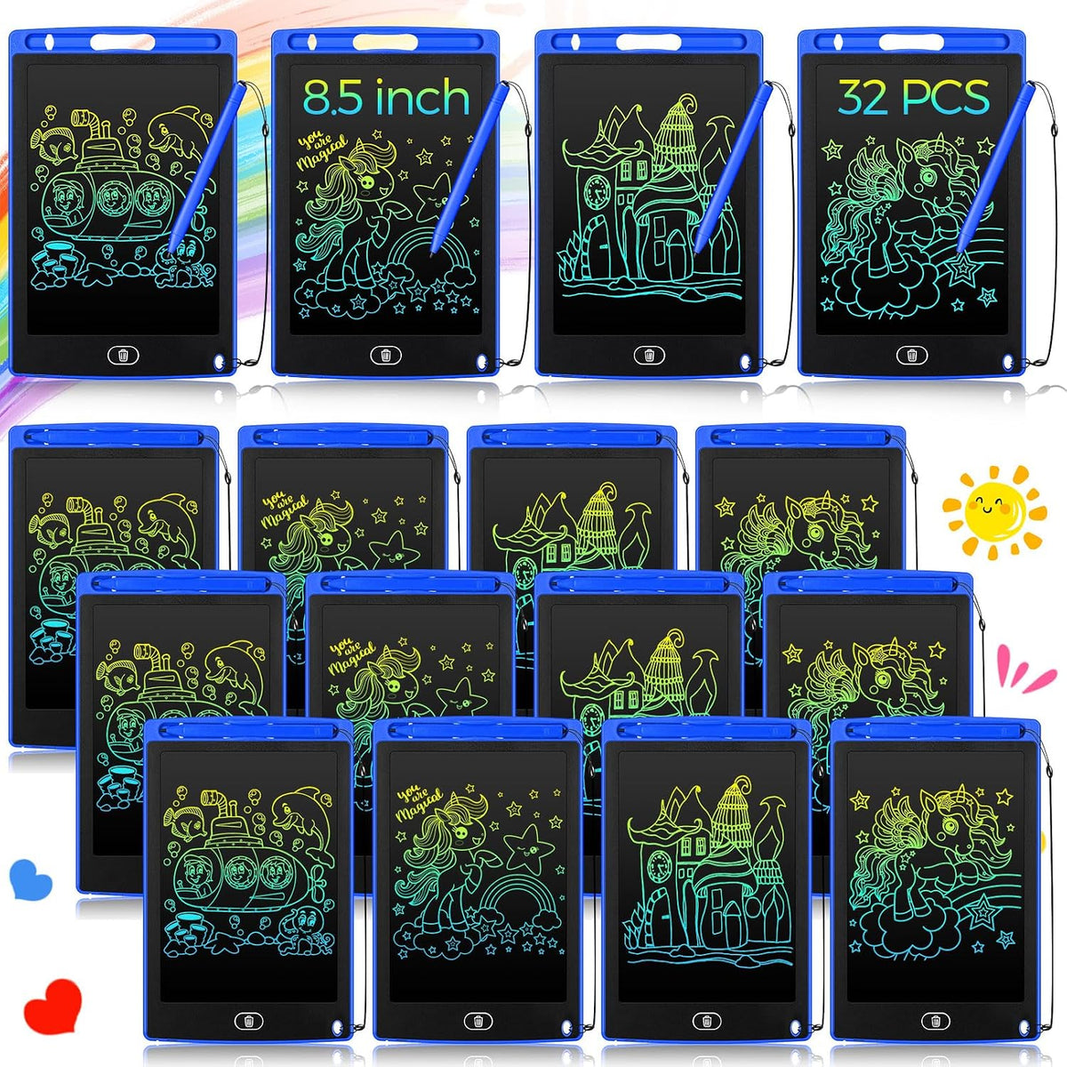 Zhehao LCD writing tablets for kids, 32 colorful 8.5 inch erasable doodle boards - view 2