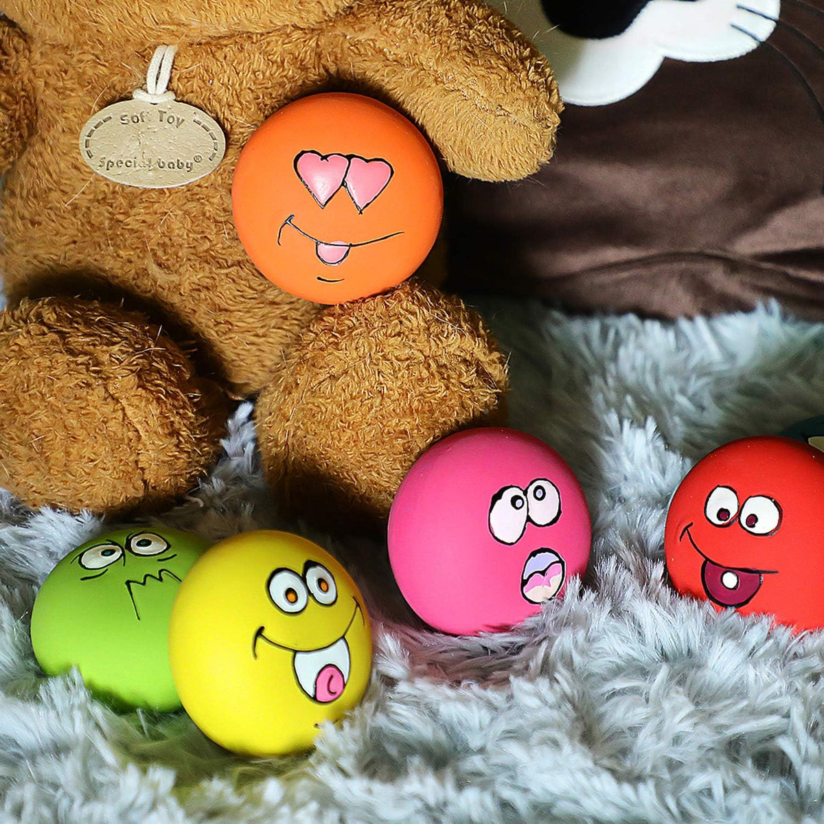 Smile Face Dog Squeaky Toys Soft Latex Squeak Balls for Puppy Small - image 2