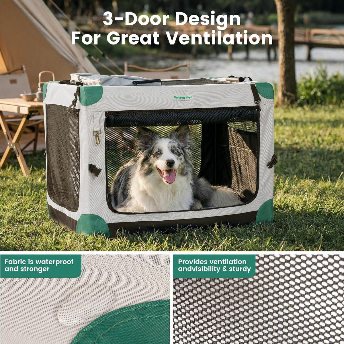 Gardner Pet Soft Collapsible Dog Crate - Grey / 36.0"L x 25.0"W x 25.0"H - image 2
